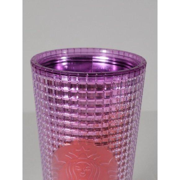 Starbucks Pink Purple Iridescent Grid Venti 24 oz. Cold Tumbler No straw/lid NWT - Picture 4 of 9